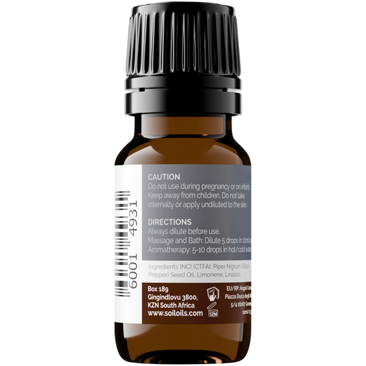 Organic Black Pepper Essential Oil (Piper Nigrum) 20ml