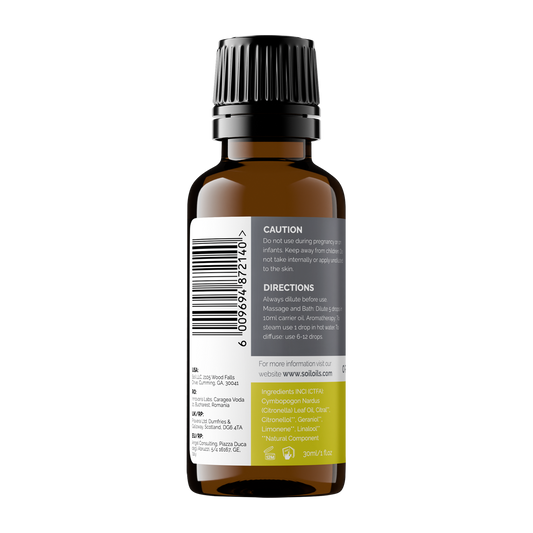 Organic Citronella Essential Oil (Cymbopogon Nardus) 30ml